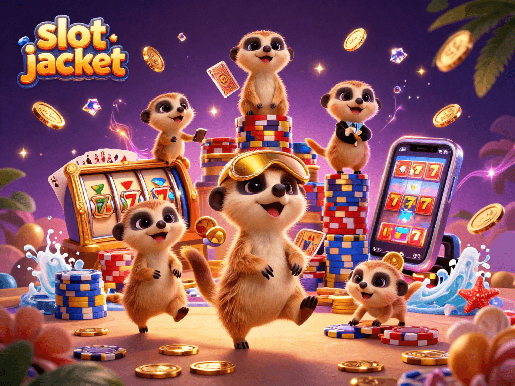 Menangkan slot jackpot dengan karakter lucu meerkat menjalankan kasino, ratusan koin emas bertebaran.