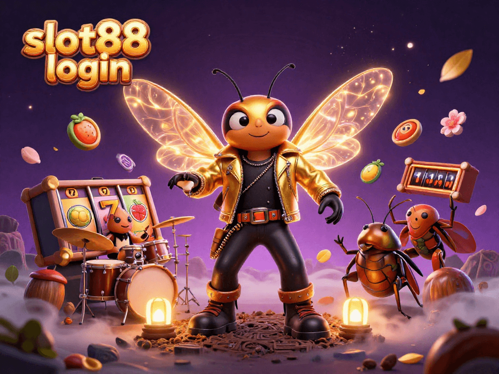 Join the excitement with slot88 login as a rock star cicada and friends celebrate casino wins!