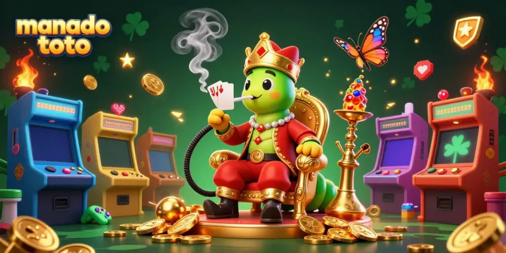 Experience manado toto with vibrant characters and arcade elements in this dynamic gaming scene.