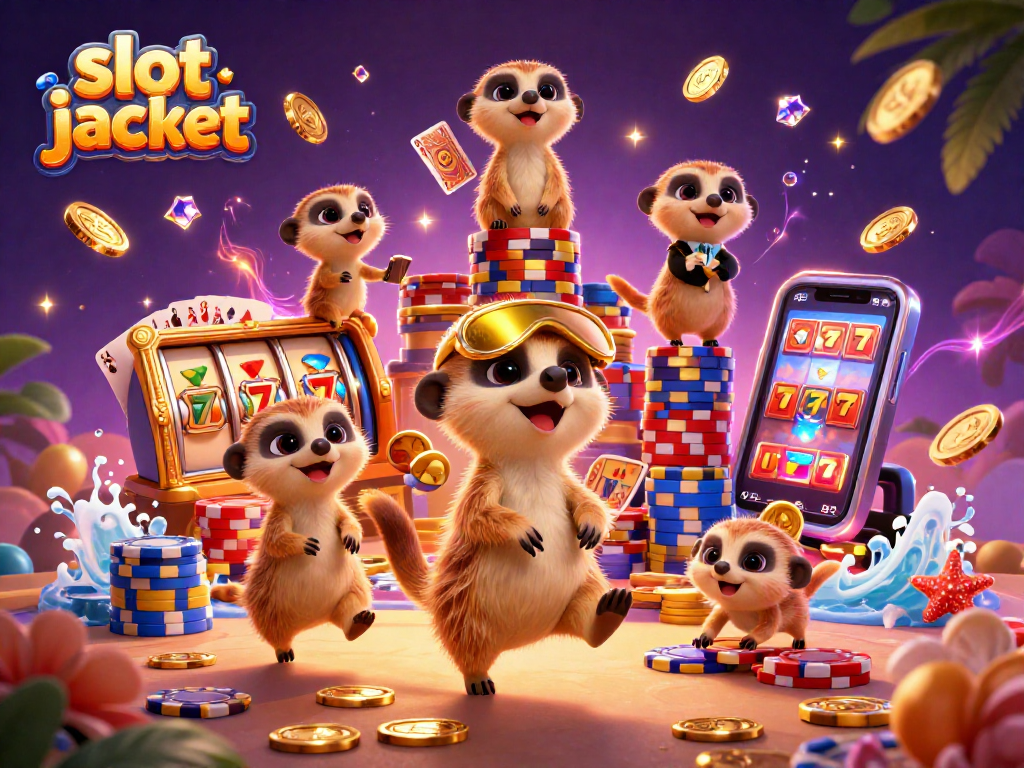 Menangkan slot jackpot dengan karakter lucu meerkat menjalankan kasino, ratusan koin emas bertebaran.