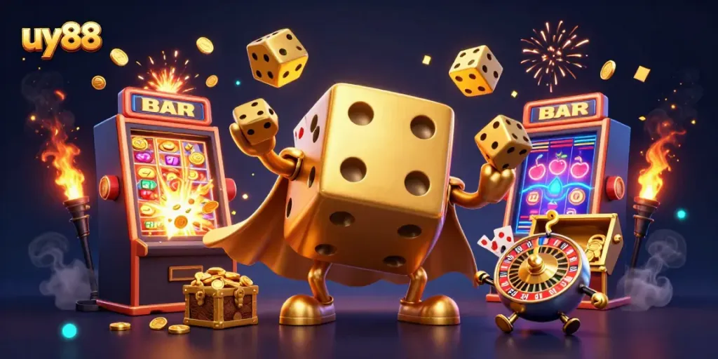 Experience the thrilling fun of uy88 casino with vibrant characters and dynamic game elements.