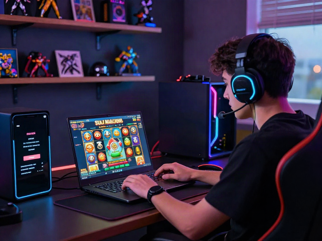 Exciting online gaming atmosphere showcasing Slot MAHJONGJP88 interface with vibrant visuals and accessories.