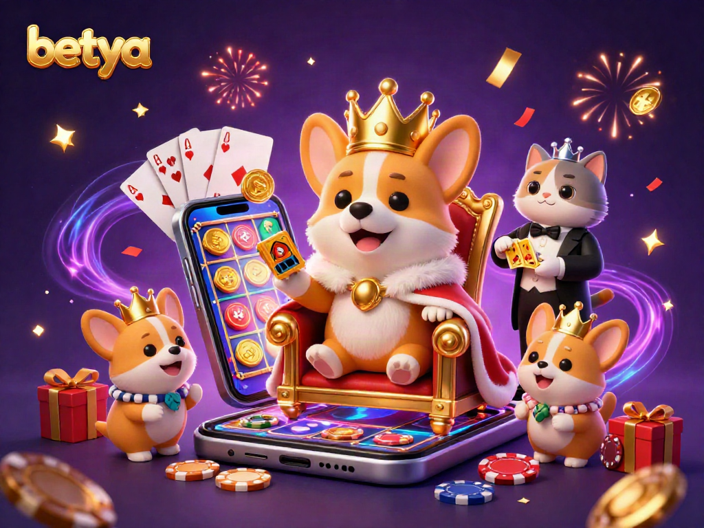 Engage with the vibrant Betya casino experience through a festive 3D celebration of games and rewards.