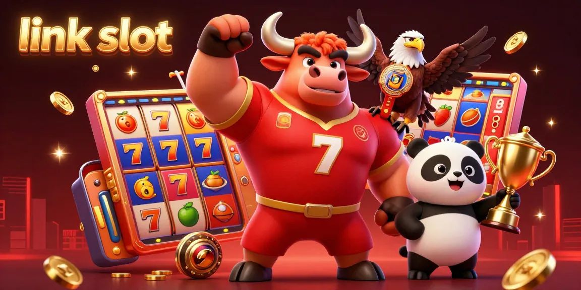 Experience the excitement with link slot featuring vibrant 3D characters in a dynamic casino setting.