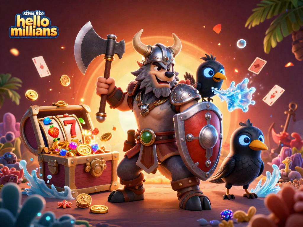 Spin the reels at sites like hello millions with Viking warrior, dragon, and gold coins!