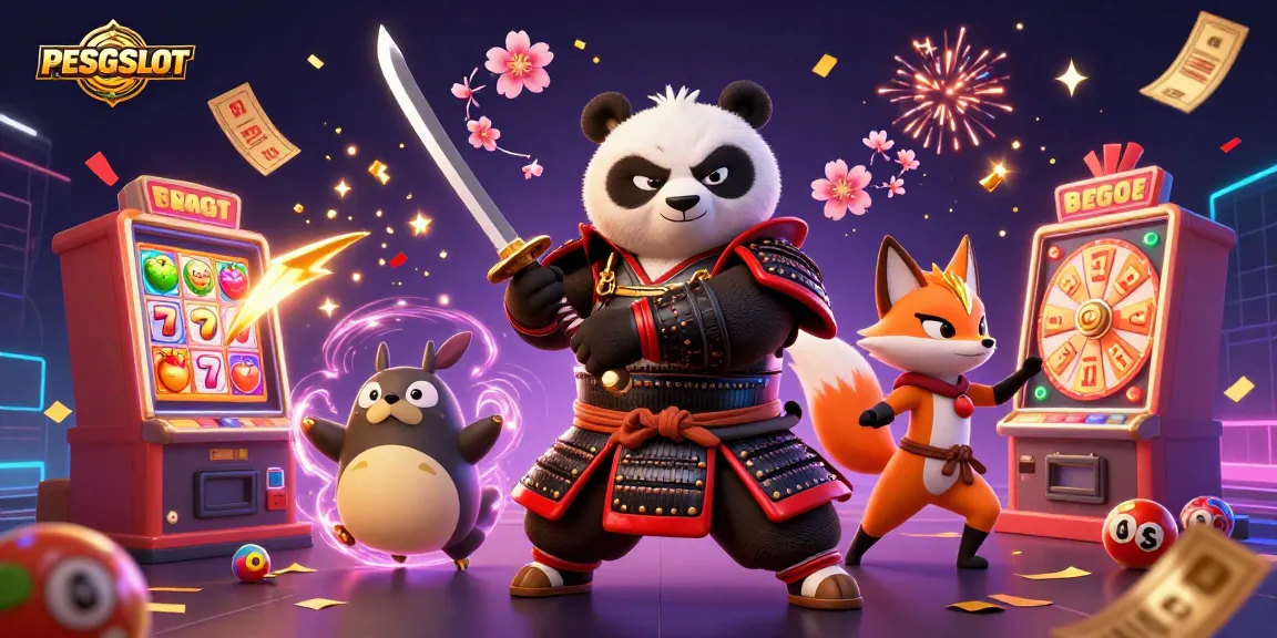 Engage with PESGSLOT's vibrant 3D slot game scene featuring iconic characters and exciting elements.