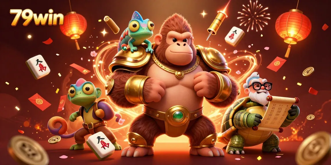Engage with exciting adventures at 79win, featuring a vibrant scene of gaming action and celebration.