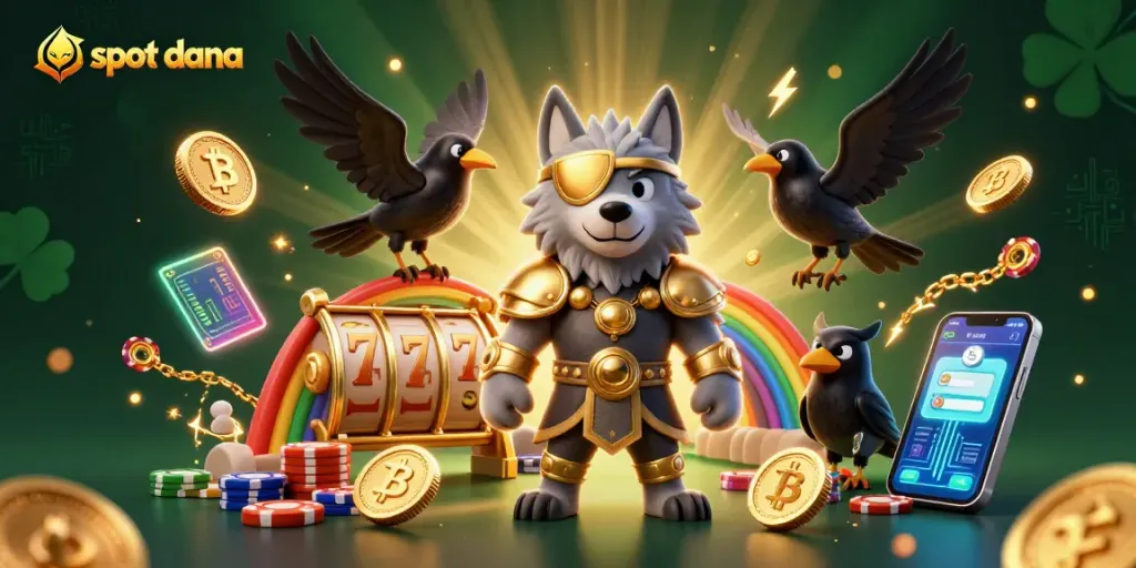 Play exciting slot dana games amidst dazzling casino elements and mythological figures.