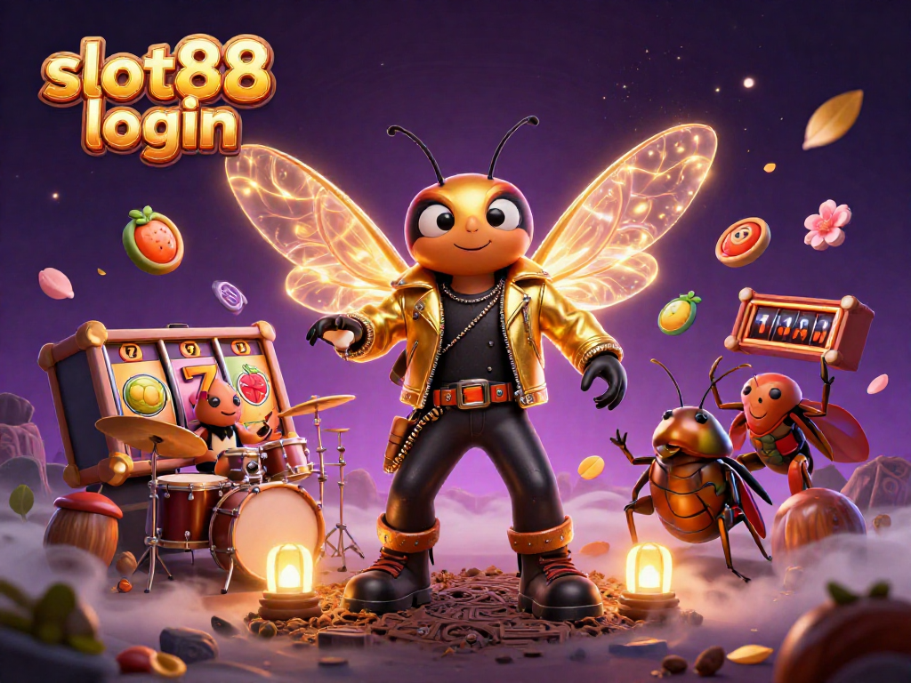 Join the excitement with slot88 login as a rock star cicada and friends celebrate casino wins!