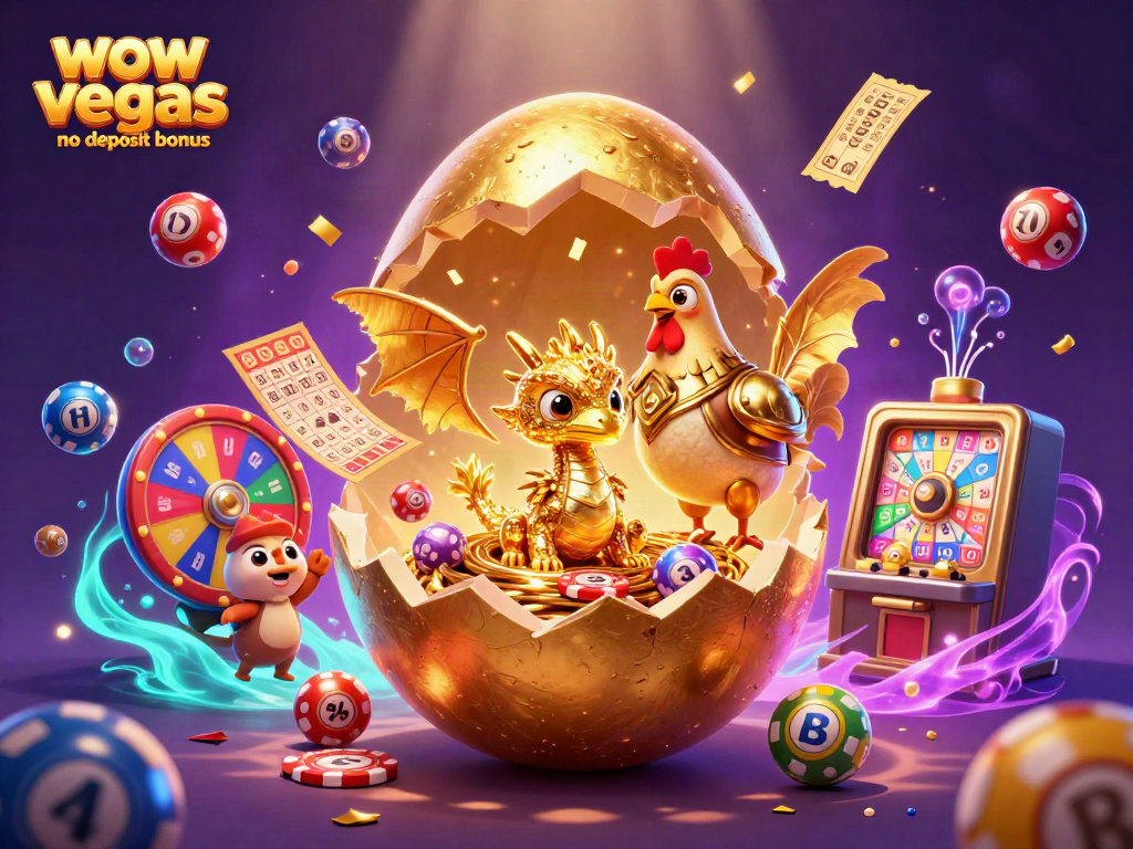 Play now with WOW Vegas no deposit bonus featuring vibrant casino elements and a winning atmosphere.
