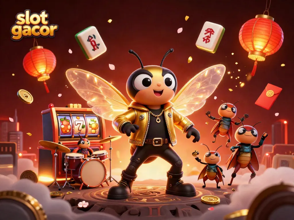 Experience the thrill of slot gacor with a vibrant, energetic casino-themed illustration.