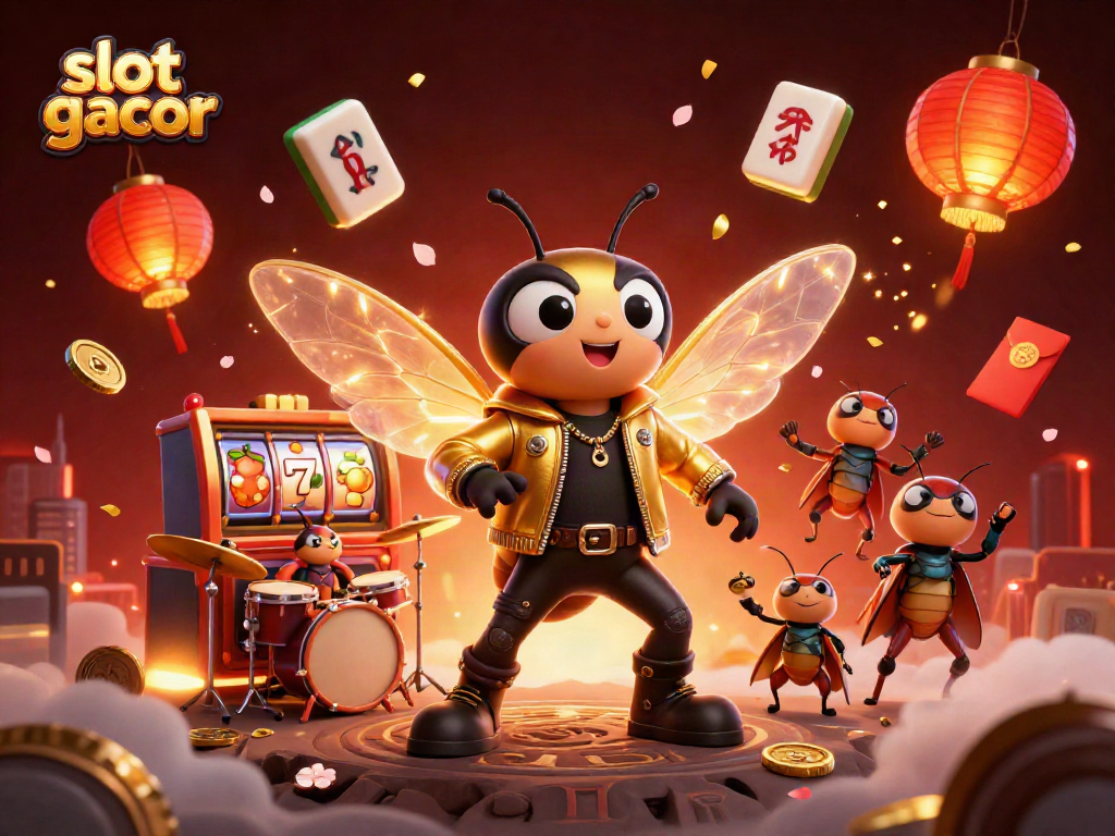 Experience the thrill of slot gacor with a vibrant, energetic casino-themed illustration.