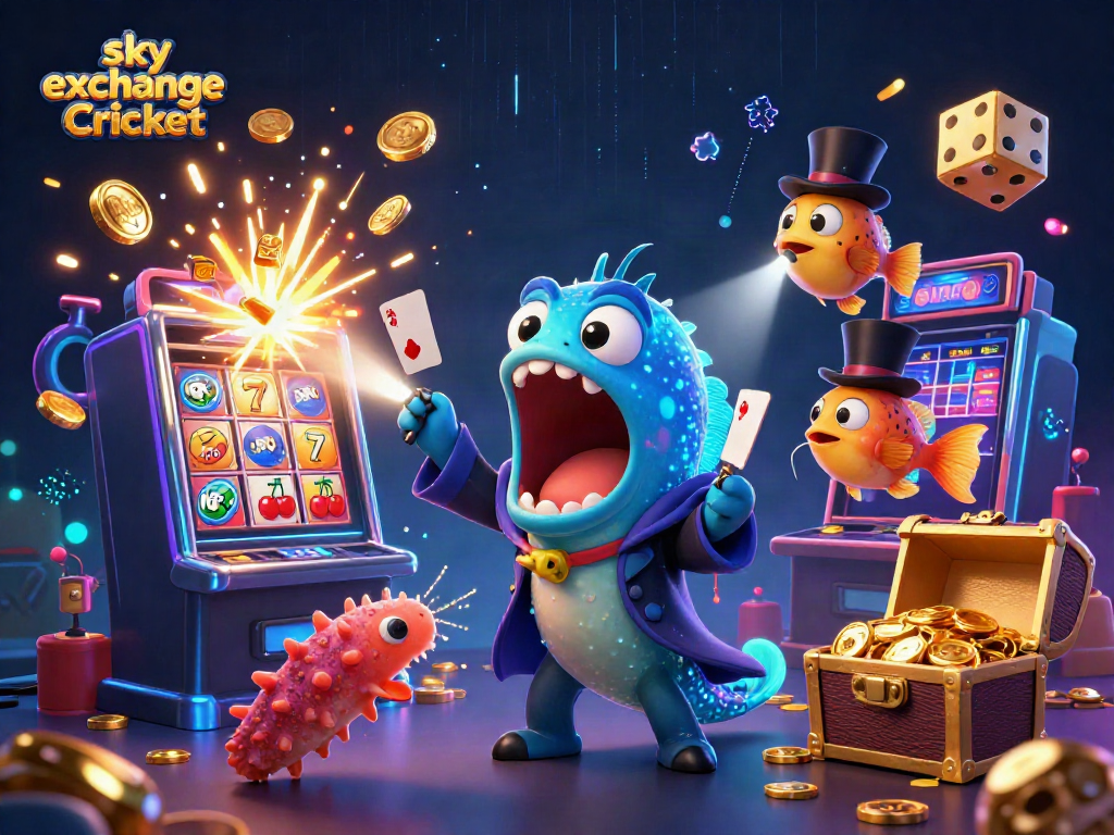 Engage in sky exchange Cricket with a 3D gulper eel magician, colorful slots, and dynamic fireworks!
