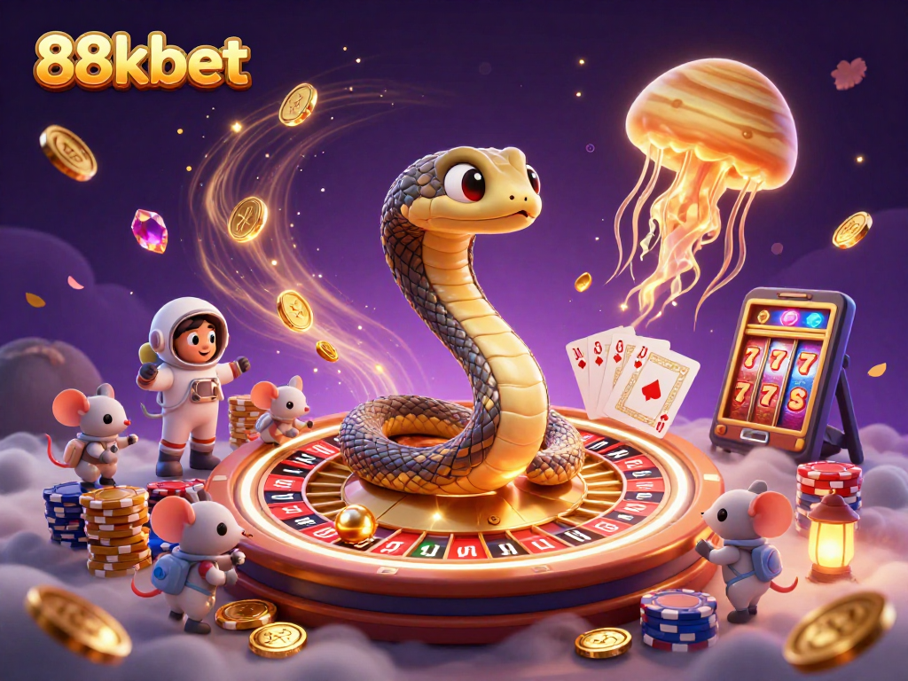 Experience exhilarating betting with 88kbet in a vibrant casino universe featuring playful astronauts.