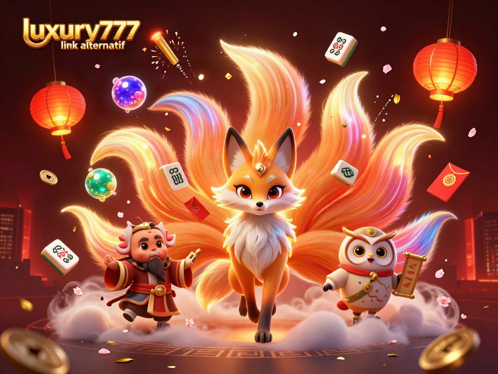 Menangkan permainan dengan luxury777 link alternatif dalam ilustrasi mega kasino yang penuh warna dan detail.
