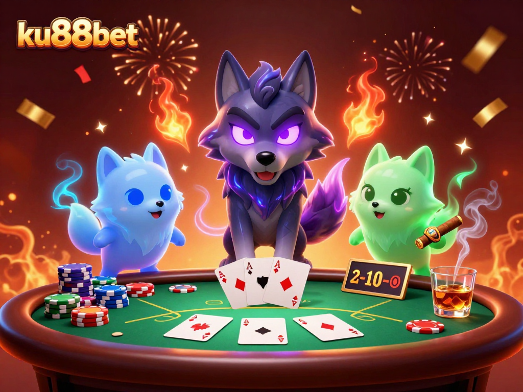 Join the exciting gaming experience at ku88bet with vibrant poker celebration imagery.