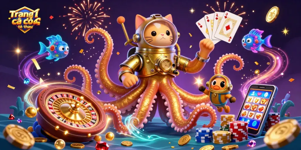 Experience Trang cá cược thể thao with a vibrant 3D underwater casino scene full of excitement and treasure.