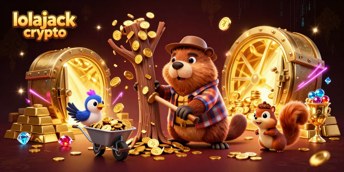 Experience the thrill and wealth of lolajack crypto at a vibrant casino scene with dynamic characters.