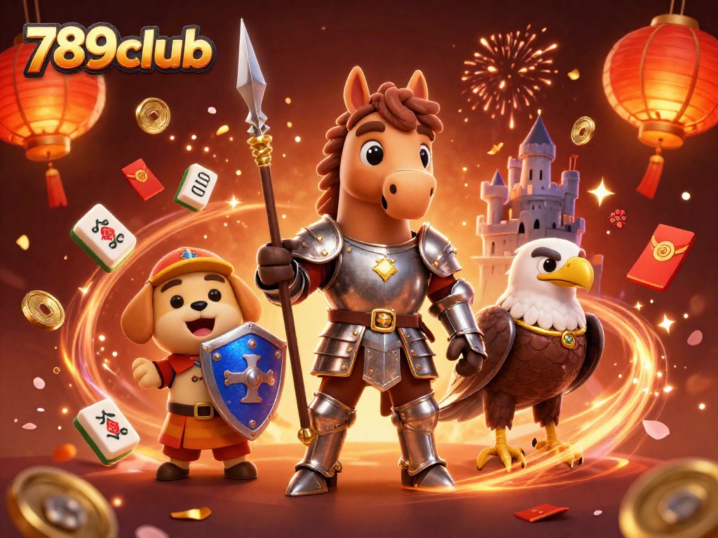 Engage in exciting games at 789club with immersive visuals featuring knights, dragons, and festive elements.
