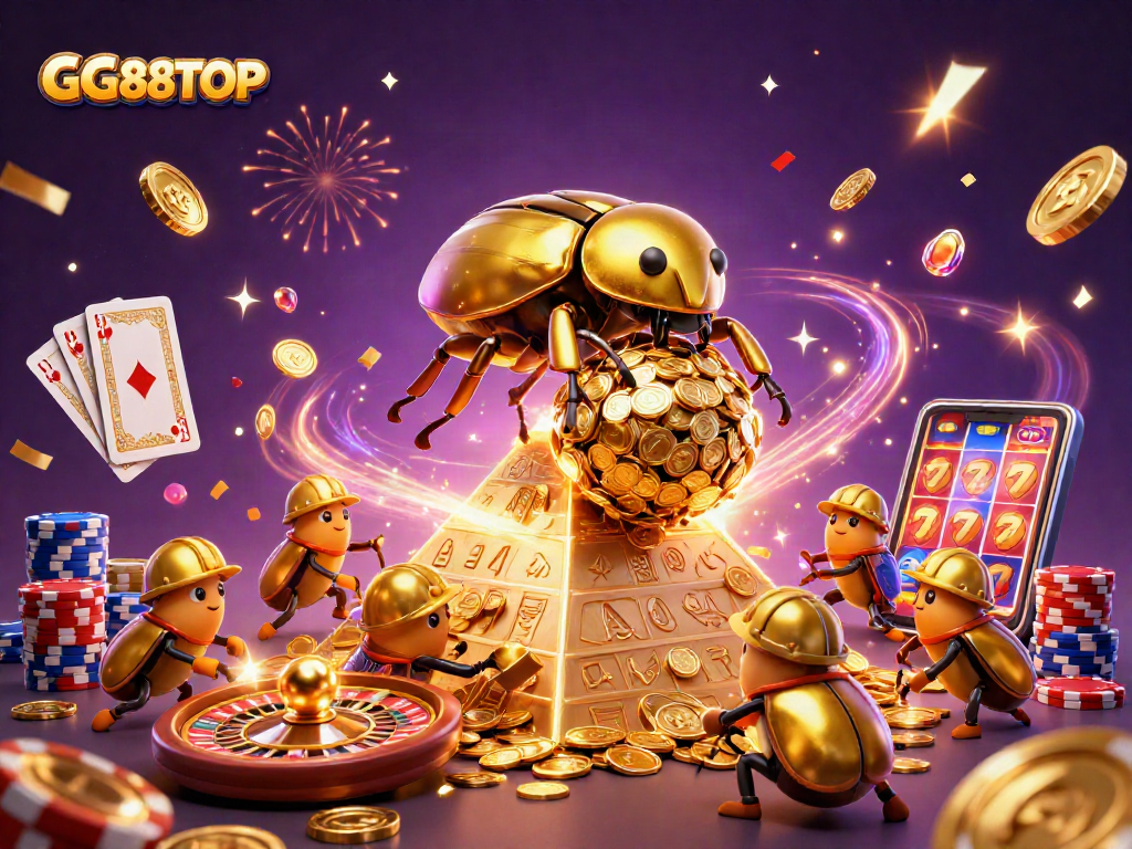 Experience the thrill of winning with GG88TOP in a vibrant casino scene filled with gold coins and excitement.