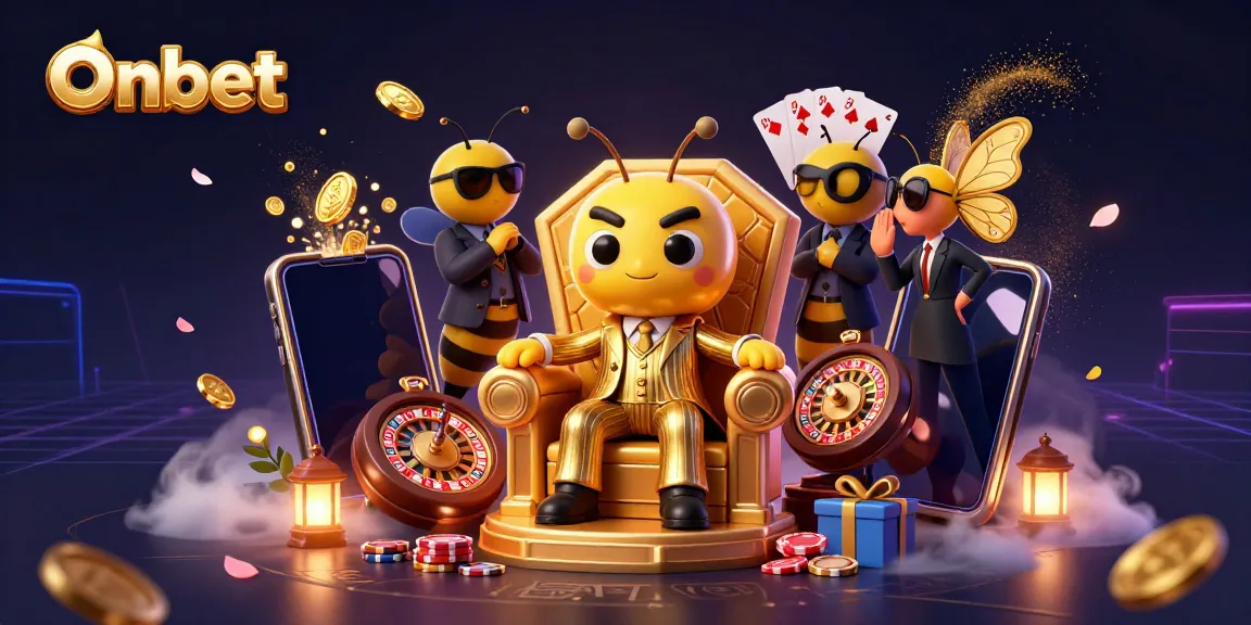 Experience Onbet with a dynamic 3D casino scene showing characters and exciting gambling elements.