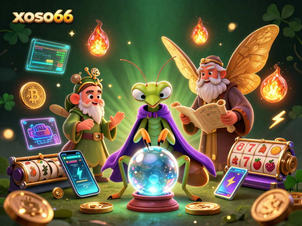 Experience the enchantment of xoso66 with a vibrant fortune teller scene in a digital casino setting.