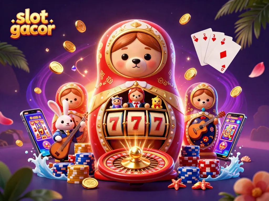 Play engaging slot gacor with vibrant bears and gold treasures in a captivating casino scene.