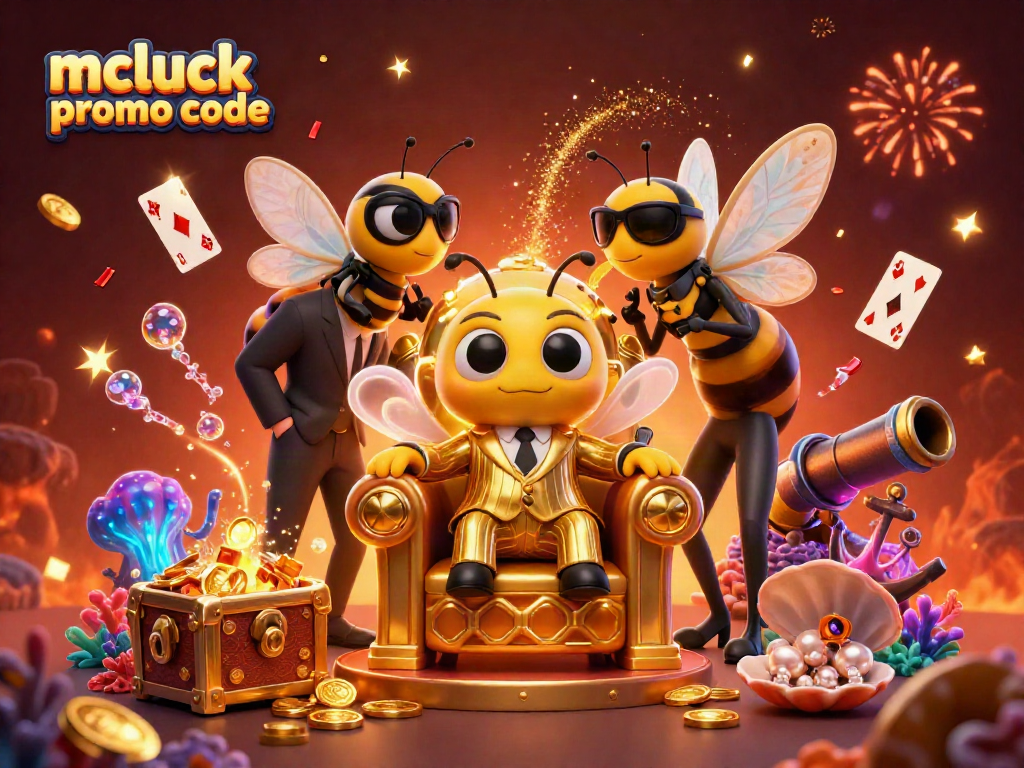 Engage with the mcluck promo code for exciting casino bonuses in a vibrant 3D illustration.