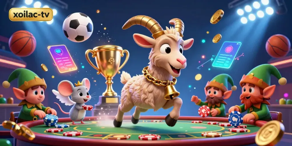 Engage with exciting gameplay at xoilac-tv, where dynamic sports betting unfolds amidst vibrant illustrations.