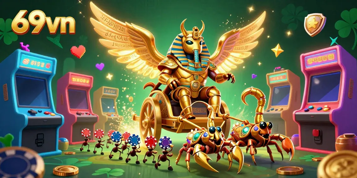 Engage in thrilling gameplay at 69vn, featuring a pharaoh-themed casino with elaborate game elements.