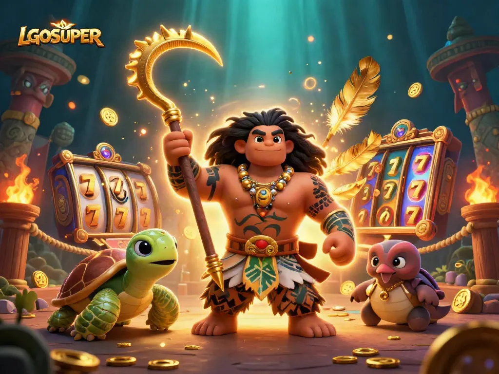 Experience thrilling slots with LGOSUPER's vibrant 3D casino scene featuring unique jackpot elements.