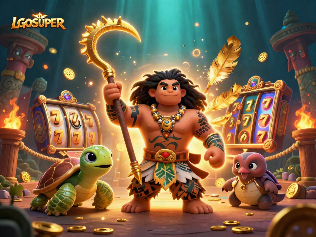 Experience thrilling slots with LGOSUPER's vibrant 3D casino scene featuring unique jackpot elements.