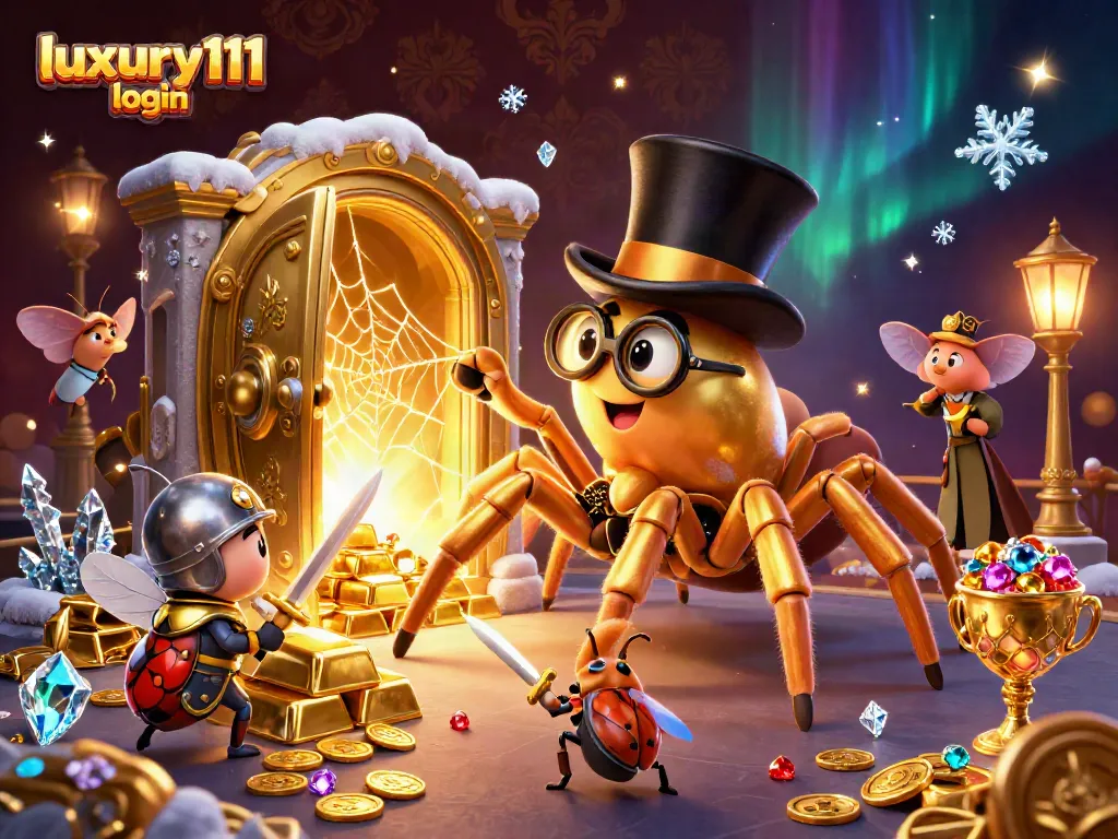 Experience luxury111 login in a vibrant gaming scene with enchanting characters and dynamic casino elements.