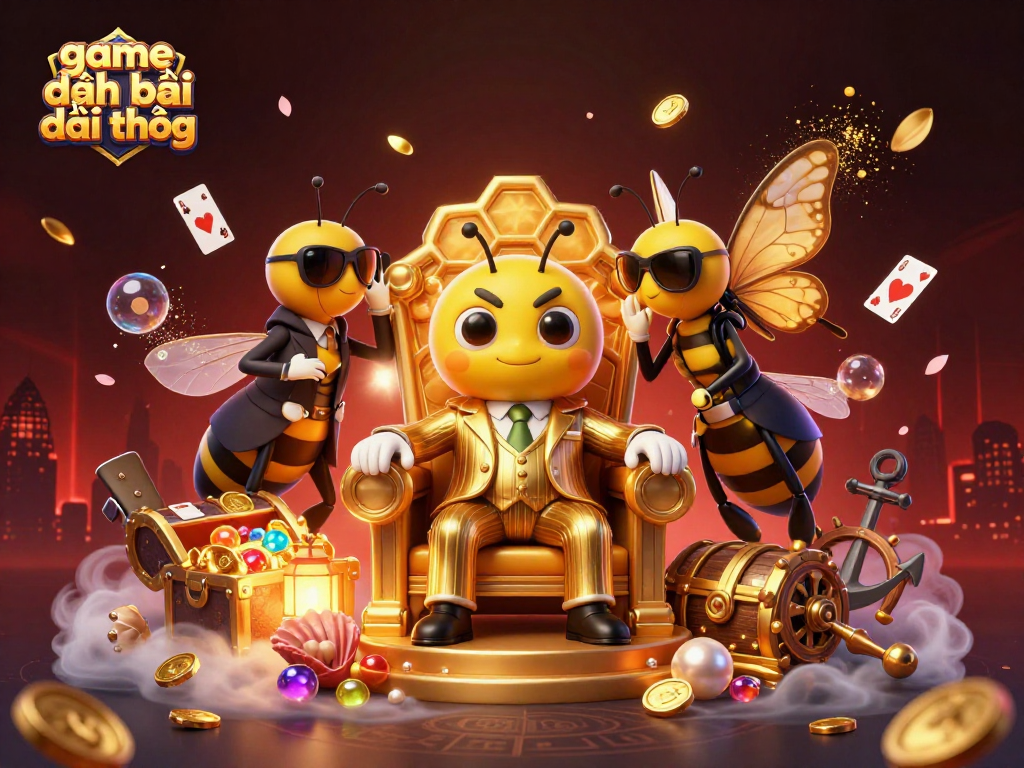 Experience game đánh bài đổi thưởng with an engaging 3D scene featuring a bumblebee mob boss and dynamic casino elements.