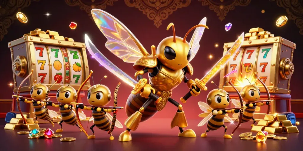 Engage with alo8app's vibrant 3D casino scene showcasing exciting gaming elements like slot reels and treasure vaults.