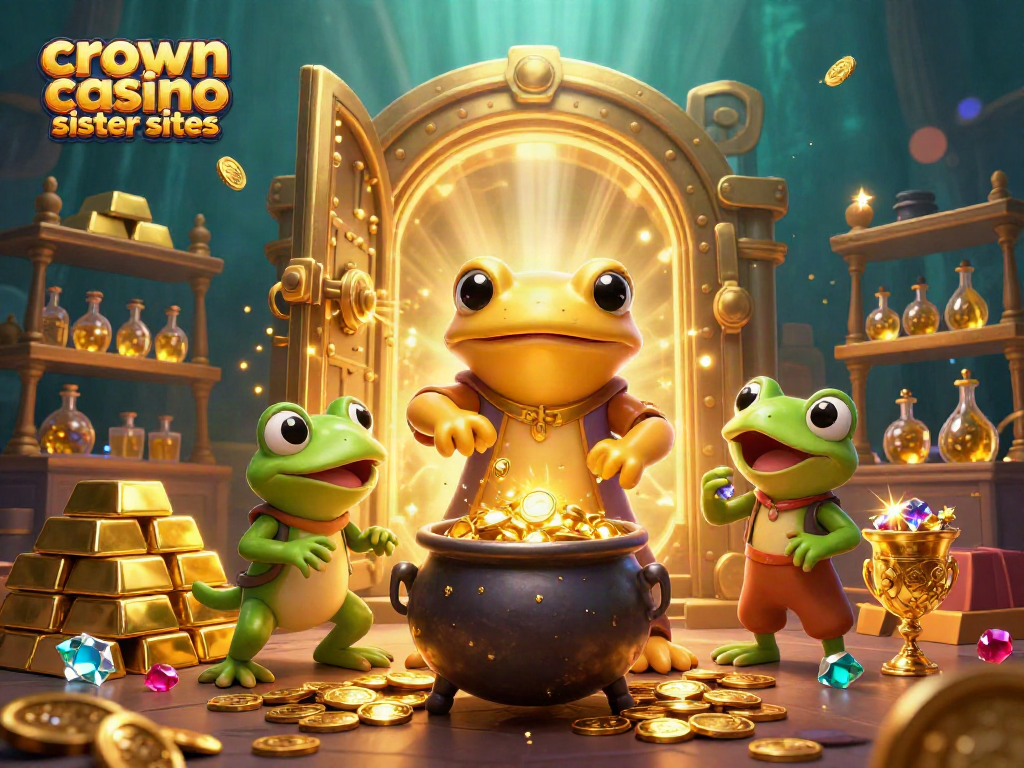Play exciting games at crown coins casino sister sites with a magical golden scene and dynamic characters.